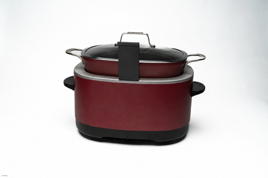 Black Ninja Lid Daddy with the cooker lid closed